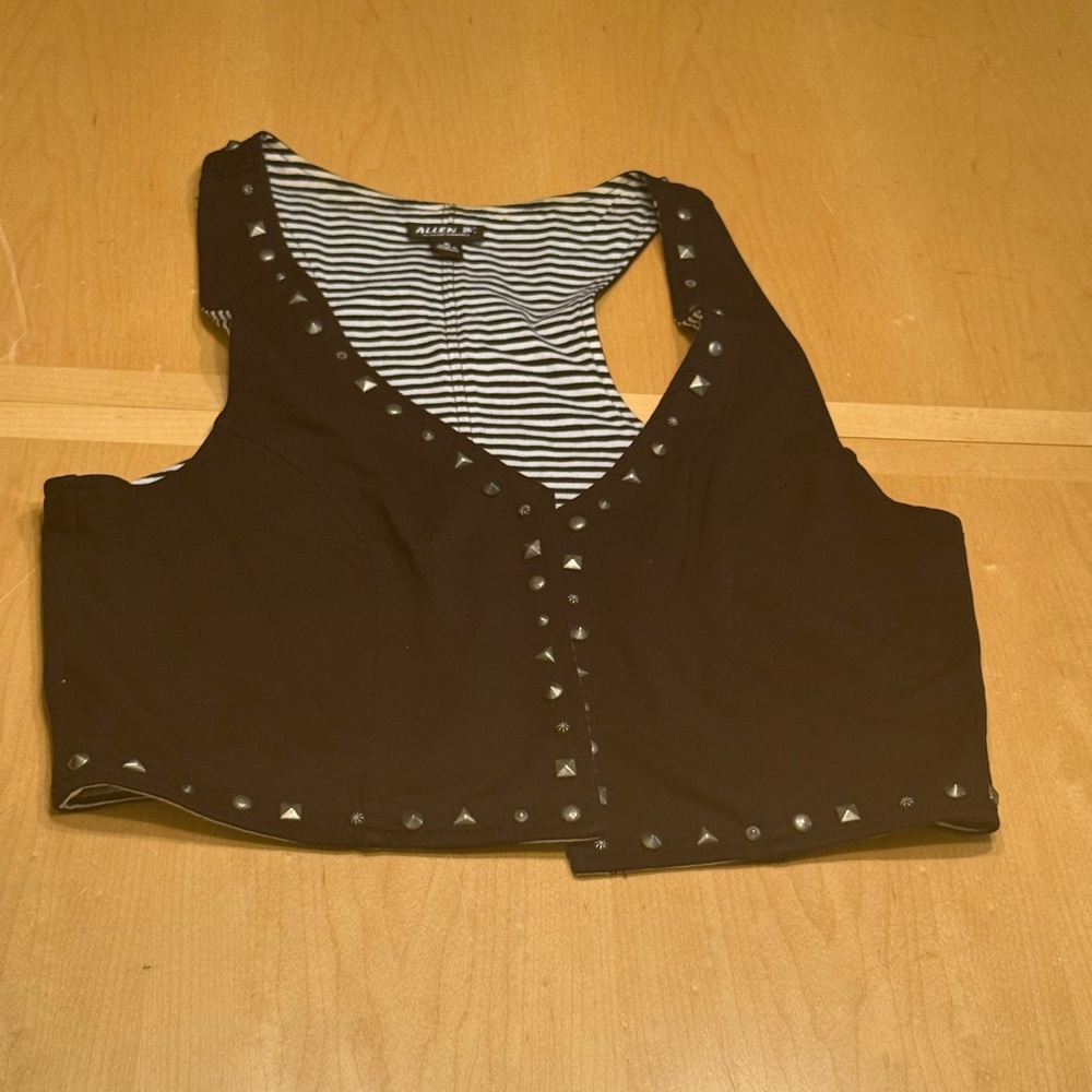 Allen B. By Allen Schwartz Black Studded Crop Vest